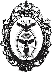 a black and white logo with an eye and an eagle